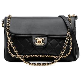 Chanel-Chanel Black Small Quilted Lambskin CC Unchained Flap-Black