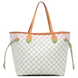 Louis Vuitton-Louis Vuitton White Damier Azur Neverfull MM-White