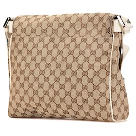 Gucci-Gucci Brown GG Canvas Crossbody-Brown,White,Beige