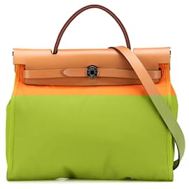 Hermès-Hermès Orange Toile Herbag Zip 31-Other