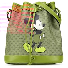 Gucci-Gucci Brown Micro GG Supreme Mickey Mouse Bucket Bag-Brown