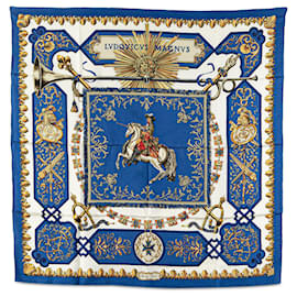 Hermès-Hermès Blue Lvdovicvs Magnvs Silk Scarf-Other,Cream