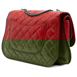 Chanel-Chanel Red Large Quilted Lambskin Natural CC Flap-Red