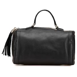 Gucci-Gucci Black Medium Pebbled Calfskin Soho Boston Bag-Black