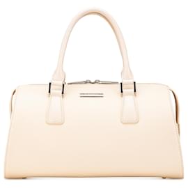 Burberry-Burberry White Leather Handbag-White,Cream