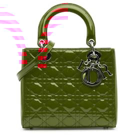 Dior-Dior Red Medium Patent Cannage Lady Dior-Red