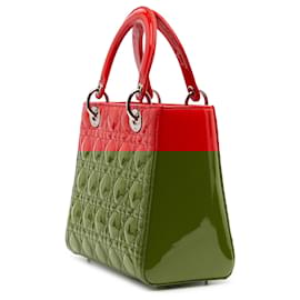 Dior-Dior Red Medium Patent Cannage Lady Dior-Red