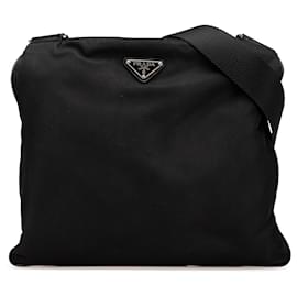 Prada-Prada Black Tessuto Zip Top Crossbody-Black