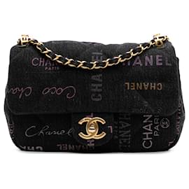 Chanel-Chanel Gray Mini Rectangular Quilted Denim Mood Flap-Brown,Dark grey