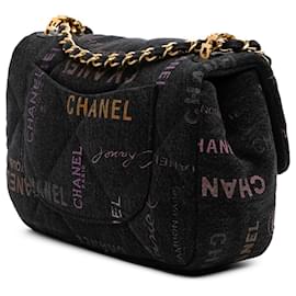 Chanel-Chanel Gray Mini Rectangular Quilted Denim Mood Flap-Brown,Dark grey