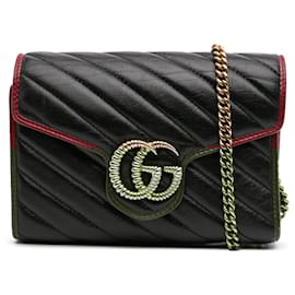 Gucci-Gucci Black GG Marmont Matelasse Leather Torchon Wallet On Chain-Black