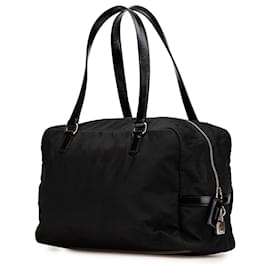 Prada-Prada Black Tessuto Canapa Logo Shoulder Bag-Black