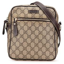Gucci-Gucci Brown GG Supreme Crossbody-Brown,Beige