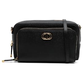 Dior-Dior Black Grained Calfskin Caro Double Pouch-Black