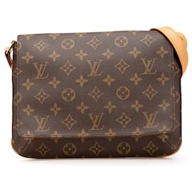 Louis Vuitton-Louis Vuitton Musette Tango Marrom Monograma Alça Curta-Marrom
