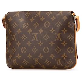 Louis Vuitton-Louis Vuitton Musette Tango Marrom Monograma Alça Curta-Marrom