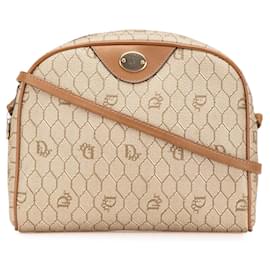 Dior-Dior Brown Honeycomb Coated Canvas Crossbody-Brown,Beige