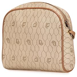 Dior-Dior Brown Honeycomb Coated Canvas Crossbody-Brown,Beige
