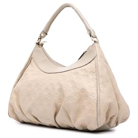 Gucci-Gucci White Guccissima Abbey D Ring Shoulder Bag-White
