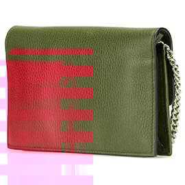 Gucci-Gucci Red Leather Interlocking G Dollar Wallet on Chain-Red
