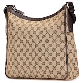 Gucci-Gucci Brown GG Canvas Crossbody-Brown,Beige