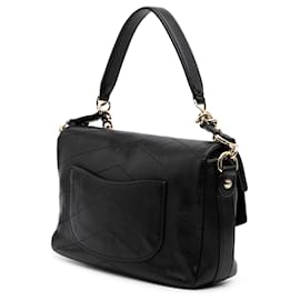 Chanel-Chanel Black Mini Quilted Sheepskin Double Chevron Flap-Black