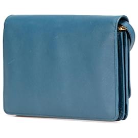 Prada-Prada Blue Saffiano Wallet on Strap-Blue