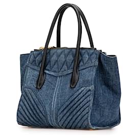 Miu Miu-Miu Miu Blue Small Matelasse Denim Biker Satchel-Blue,Other