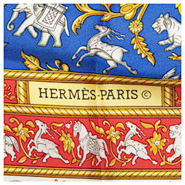 Hermès-Hermès Blue Chasse en Inde Silk Scarf-Blue