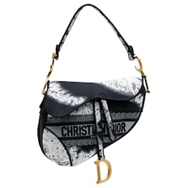 Dior-Dior Black Canvas Embroidered Tie Dye Saddle Bag-Black