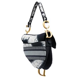 Dior-Dior Black Canvas Embroidered Tie Dye Saddle Bag-Black