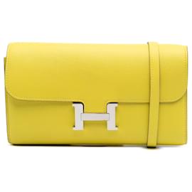 Hermès-Hermès Yellow Evercolor Constance Wallet To Go-Other,Yellow