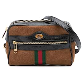 Gucci-Gucci Brown Mini Suede Ophidia Crossbody-Brown