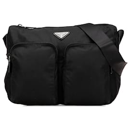 Prada-Prada Black Tessuto Zip Top Crossbody-Black