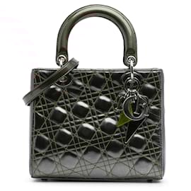 Dior-Dior Gray Anselm Reyle Medium Metallic Lambskin Cannage Lady Dior-Brown,Pink,Dark grey
