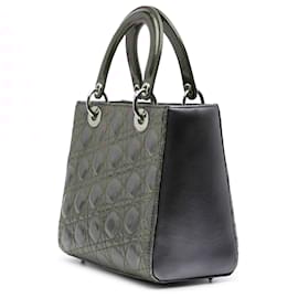 Dior-Dior Gray Anselm Reyle Medium Metallic Lambskin Cannage Lady Dior-Brown,Pink,Dark grey
