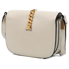 Gucci-Gucci White Mini Leather Sylvie 1969 Crossbody-White,Cream