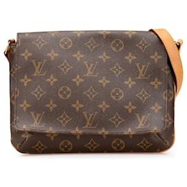 Louis Vuitton-Louis Vuitton Musette Tango Marrom Monograma Alça Curta-Marrom