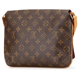 Louis Vuitton-Louis Vuitton Musette Tango Marrom Monograma Alça Curta-Marrom