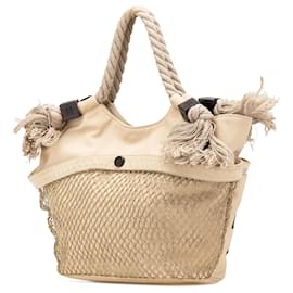 Chanel-Chanel Brown Canvas Cruise Rope Cabas Tote-Brown,Beige