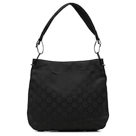 Gucci-Gucci Black GG Nylon Shoulder Bag-Black