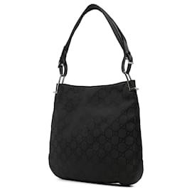 Gucci-Gucci Black GG Nylon Shoulder Bag-Black