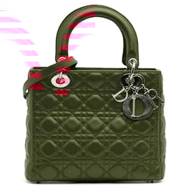 Dior-Dior Red Medium Lambskin Cannage Lady Dior-Red