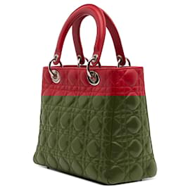 Dior-Dior Red Medium Lambskin Cannage Lady Dior-Red