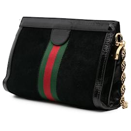 Gucci-Gucci Black Small Suede Ophidia Chain Crossbody-Black