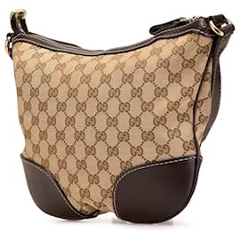 Gucci-Gucci Brown GG Canvas Lovely Crossbody-Brown,Beige