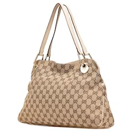 Gucci-Gucci Brown GG Canvas Eclipse Shoulder Bag-Brown,Beige