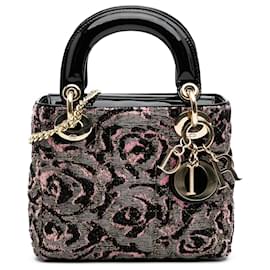 Dior-Dior Pink Mini Tweed Rose Embroidered Lady Dior-Pink