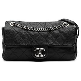 Chanel-Chanel Black Medium Quilted Caviar Simply CC Flap-Black