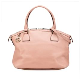 Gucci-Gucci Pink Medium Leather GG Charm Dome Satchel-Pink